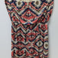 TRIXXI Tan/Navy/Pink Printed Strapless Mini Dress