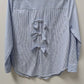 Ava Rose Blue/White Striped Bow-Back Button-Down Blouse