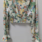 AMBITION Green Floral Long-Sleeve Smocked Crop Top