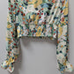 AMBITION Green Floral Long-Sleeve Smocked Crop Top