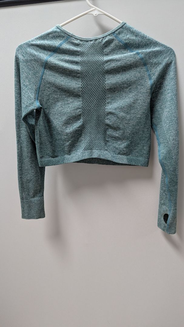 Teal Marl Seamless Long-Sleeve Active Crop Top
