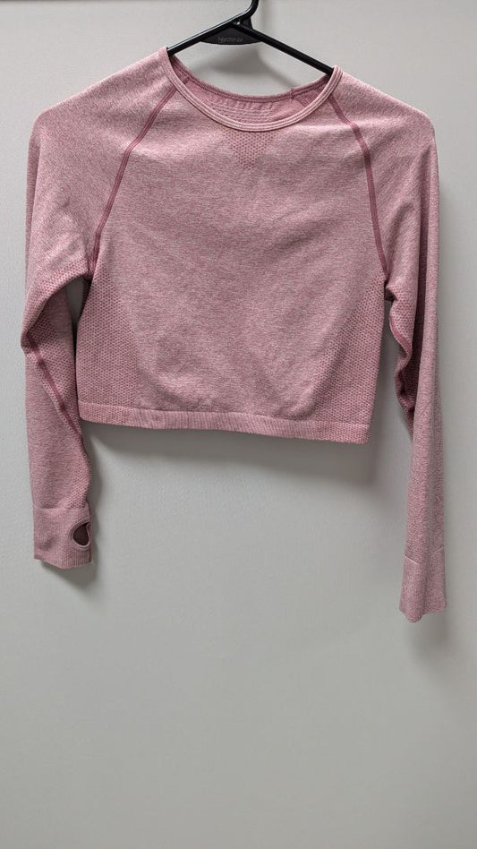 Pink Marl Seamless Long-Sleeve Active Crop Top