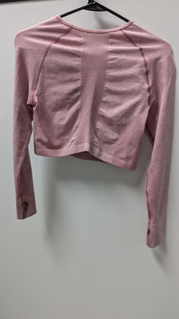 Pink Marl Seamless Long-Sleeve Active Crop Top