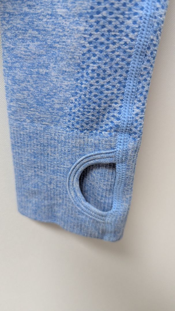 Light Blue Marl Seamless Long-Sleeve Active Crop Top