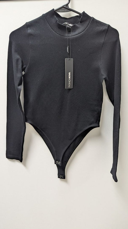 Fashion Nova Black Marena Long-Sleeve Bodysuit