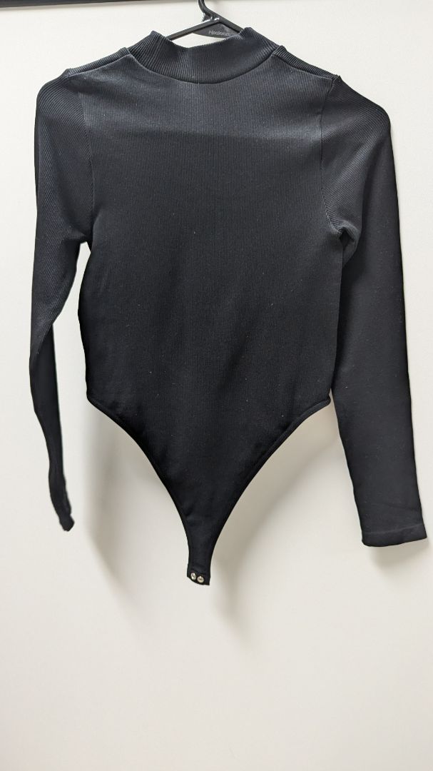 Fashion Nova Black Marena Long-Sleeve Bodysuit