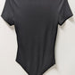 BTFBM Black Short-Sleeve Square-Neck Bodysuit