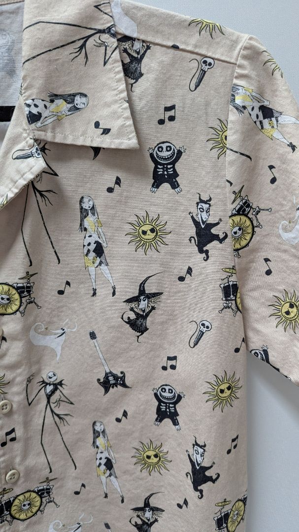 Disney Men's Tan "Nightmare Before Christmas" Graphic Button-Down Shirt