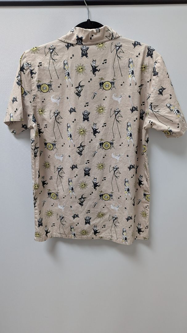 Disney Men's Tan "Nightmare Before Christmas" Graphic Button-Down Shirt