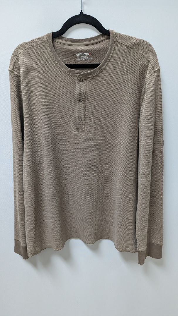 UnTuckit Tan Long-Sleeve Shrock Henley Tee