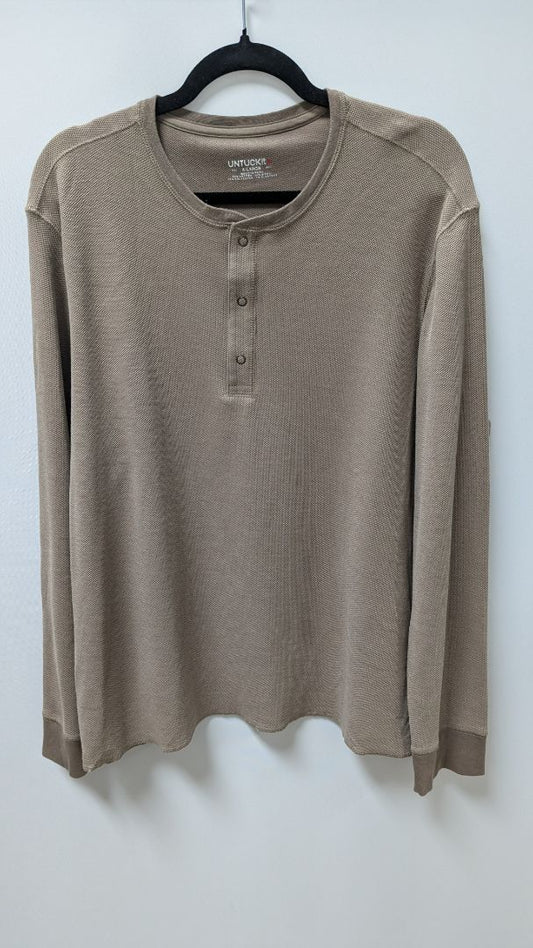 UnTuckit Tan Long-Sleeve Shrock Henley Tee