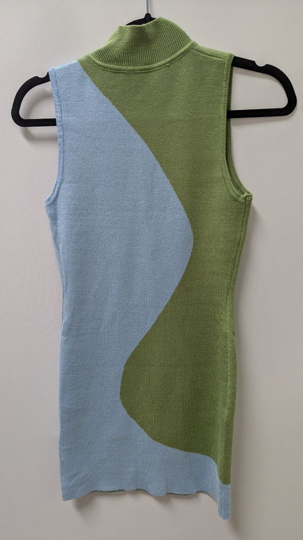 Fashion Sexy Lounge Green/Blue Sleeveless Sweater Dress