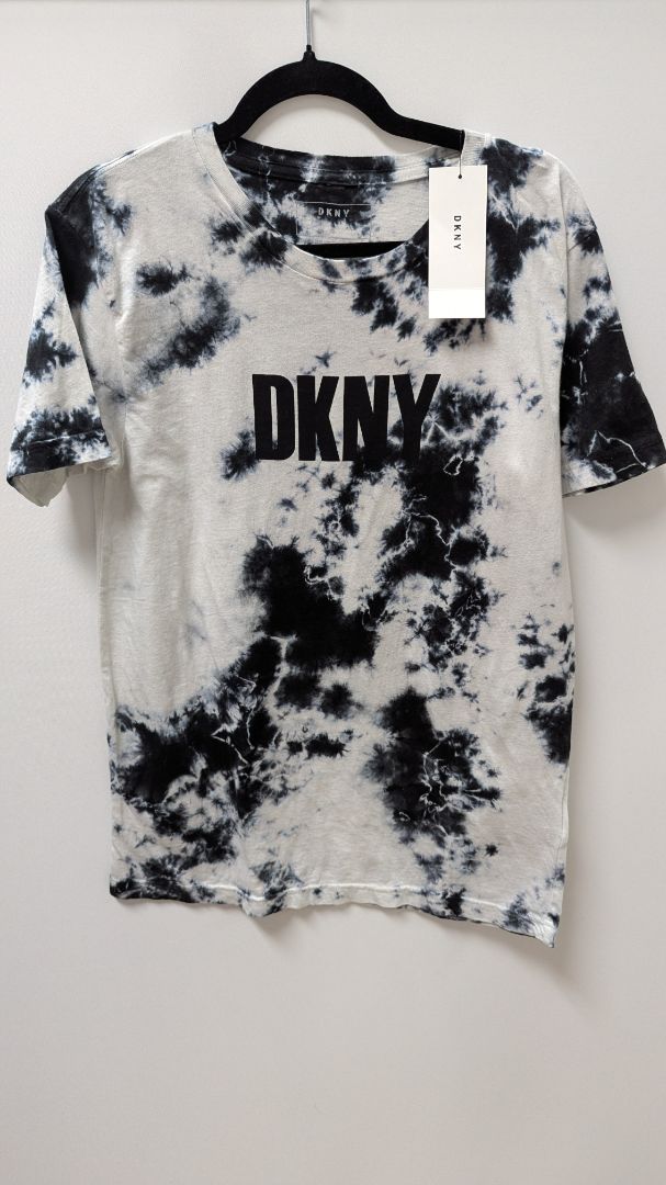 DKNY Black/White Short-Sleeve Tie-Dye Tee