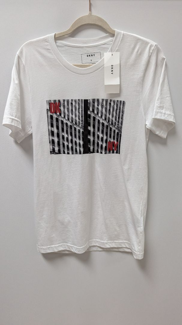DKNY White Short-Sleeve Architectural Graphic Tee