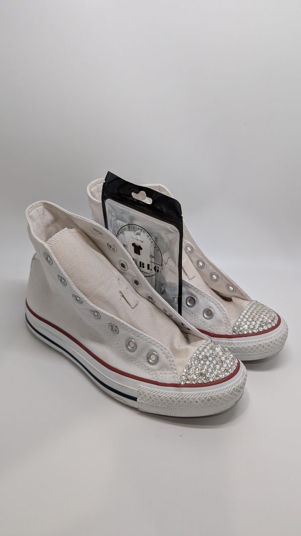 Converse All Star White High-Top Rhinestone Sneakers