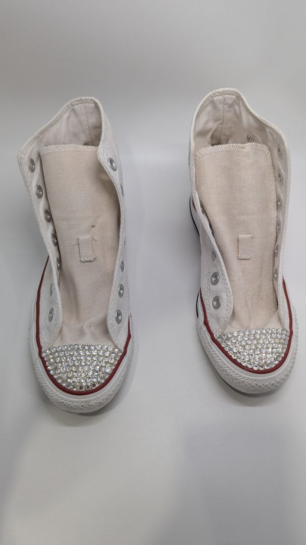 Converse All Star White High-Top Rhinestone Sneakers