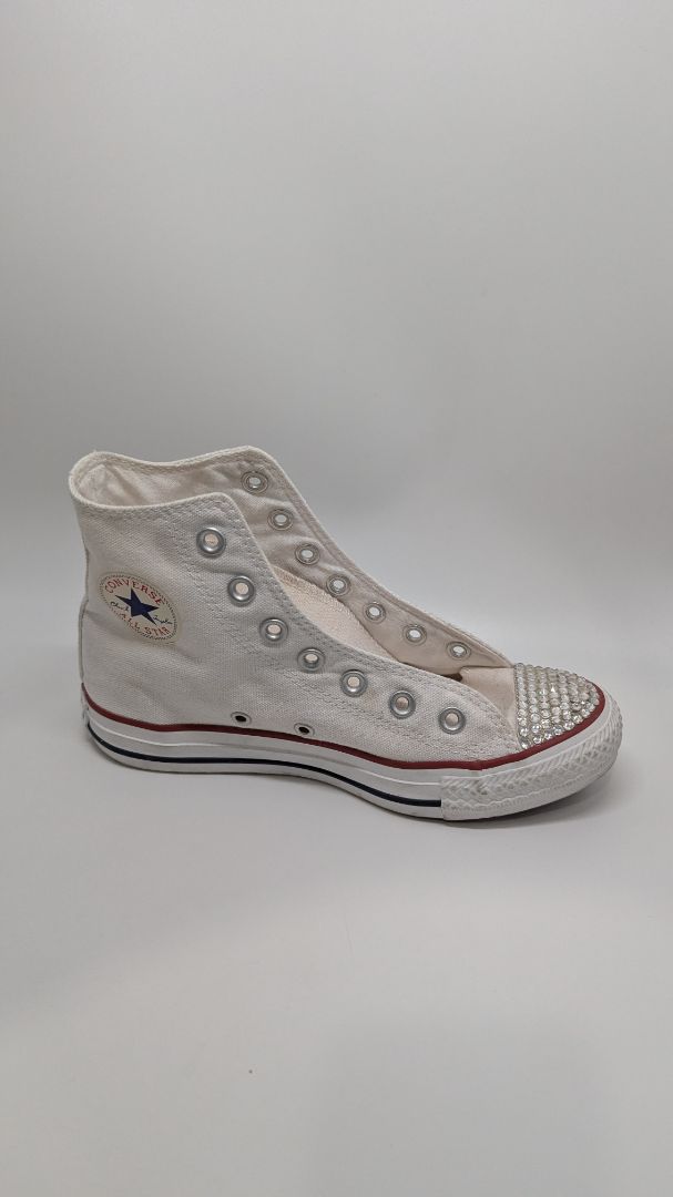 Converse All Star White High-Top Rhinestone Sneakers