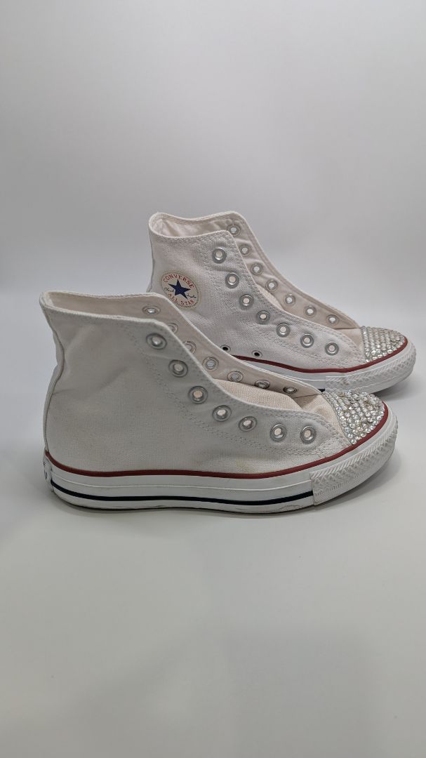 Converse All Star White High-Top Rhinestone Sneakers