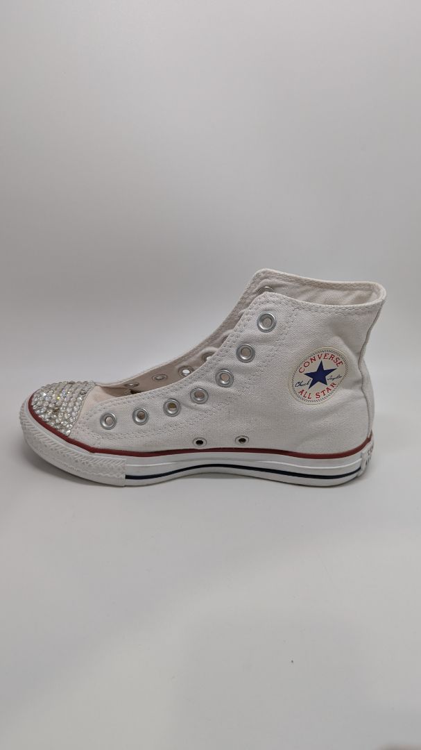 Converse All Star White High-Top Rhinestone Sneakers