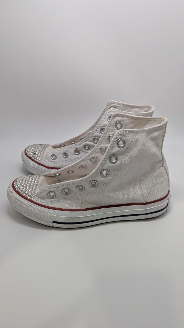 Converse All Star White High-Top Rhinestone Sneakers