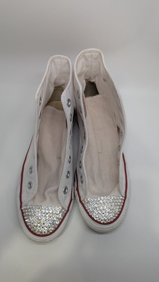 Converse All Star White High-Top Rhinestone Sneakers