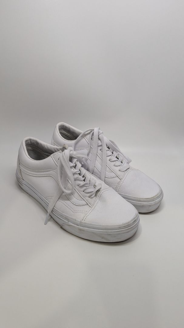 Vans All-White Old Skool Classic Tumble Leather Sneakers