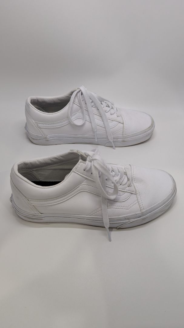 Vans All-White Old Skool Classic Tumble Leather Sneakers