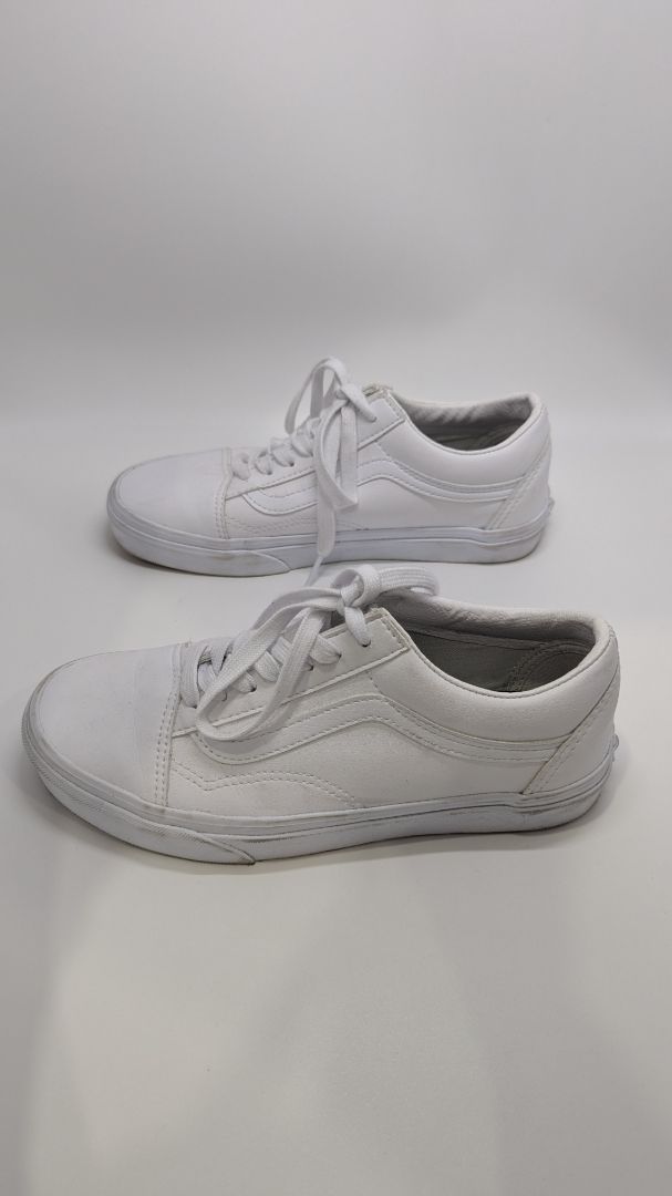 Vans All-White Old Skool Classic Tumble Leather Sneakers