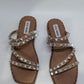 Steve Madden Tan Skyler Silver Studded Sandals