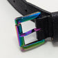 Steve Madden Black/Iridescent Faux-Leather Belt with Buckle
