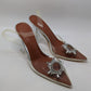 Clear PVC Pointed-Toe Embellished Crystal Heels
