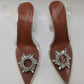 Clear PVC Pointed-Toe Embellished Crystal Heels