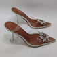 Clear PVC Pointed-Toe Embellished Crystal Heels