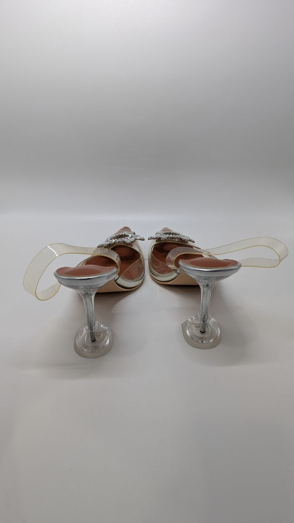 Clear PVC Pointed-Toe Embellished Crystal Heels