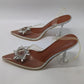 Clear PVC Pointed-Toe Embellished Crystal Heels