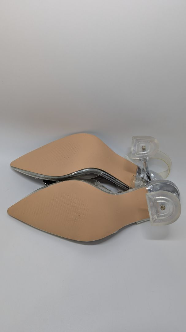 Clear PVC Pointed-Toe Embellished Crystal Heels
