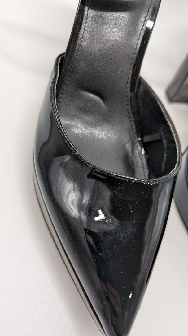 Express Black Patent Pointed-Toe Platform Heels