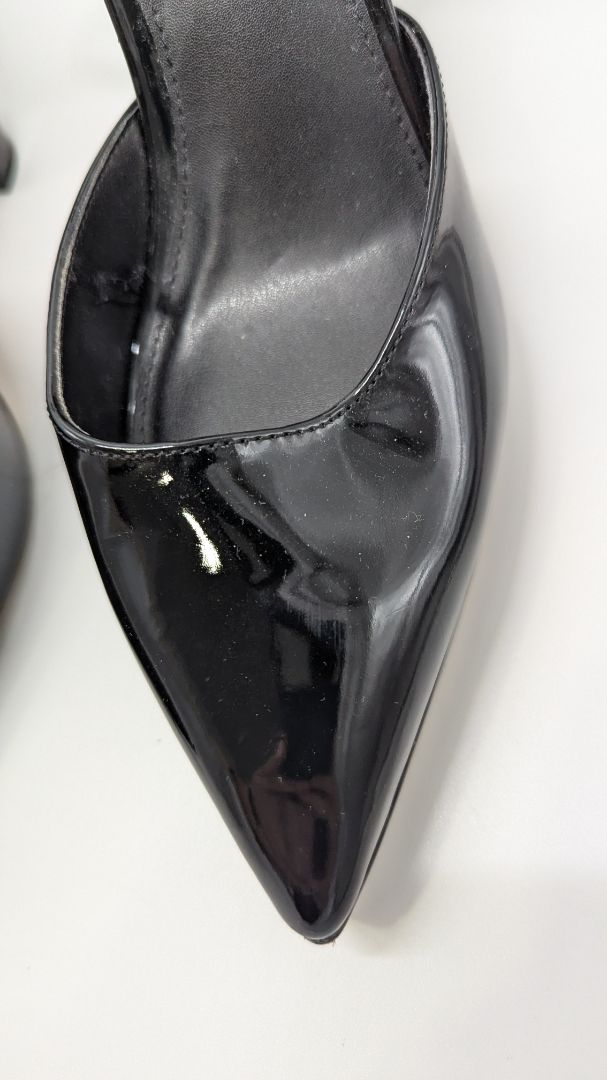Express Black Patent Pointed-Toe Platform Heels