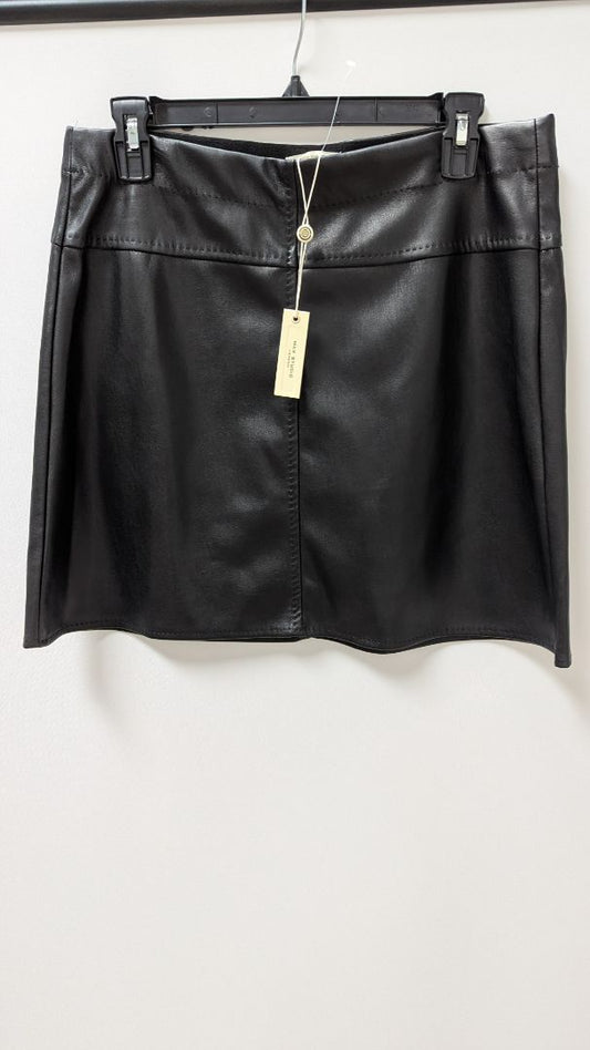 Max Studio Black Faux-Leather Flared Mini Skirt
