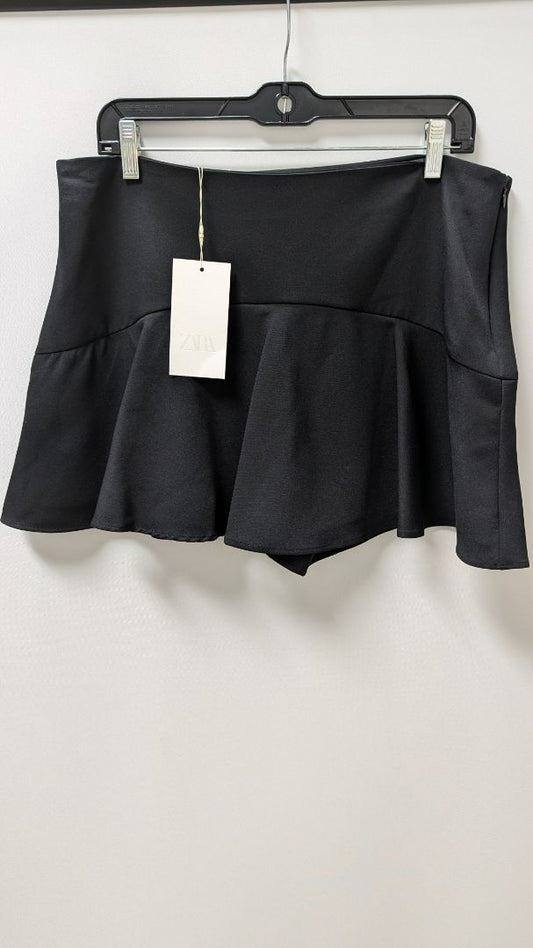 Zara Black Mini Ruffled-Hem Skort