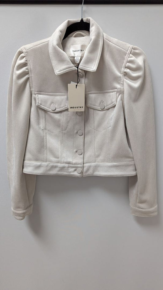 INDUSTRY Republic Light Stone Faux-Suede Cropped Jacket