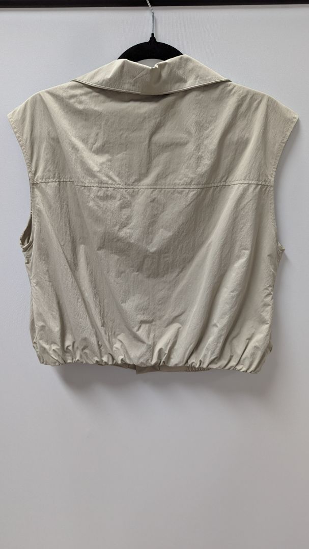 Divided H&M Light Khaki Button-Down Cropped Utility Vest