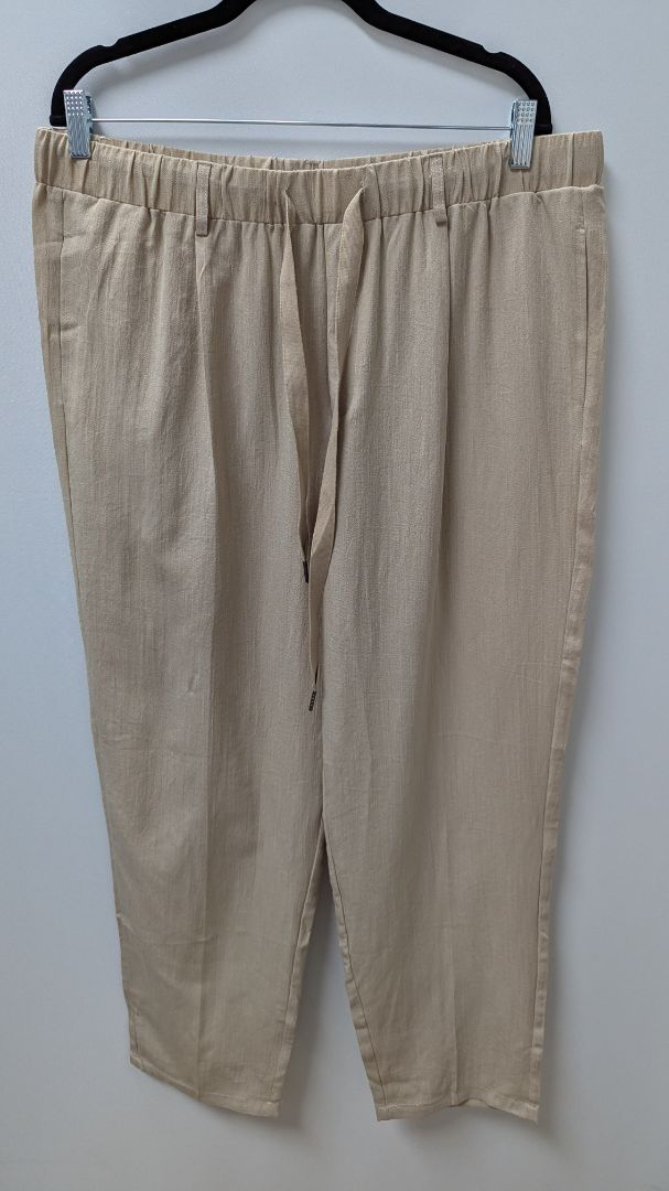 PASLTER Men's Khaki Casual Drawstring Trouser Pants