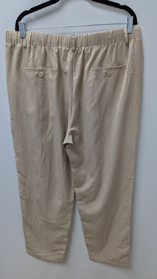 PASLTER Men's Khaki Casual Drawstring Trouser Pants