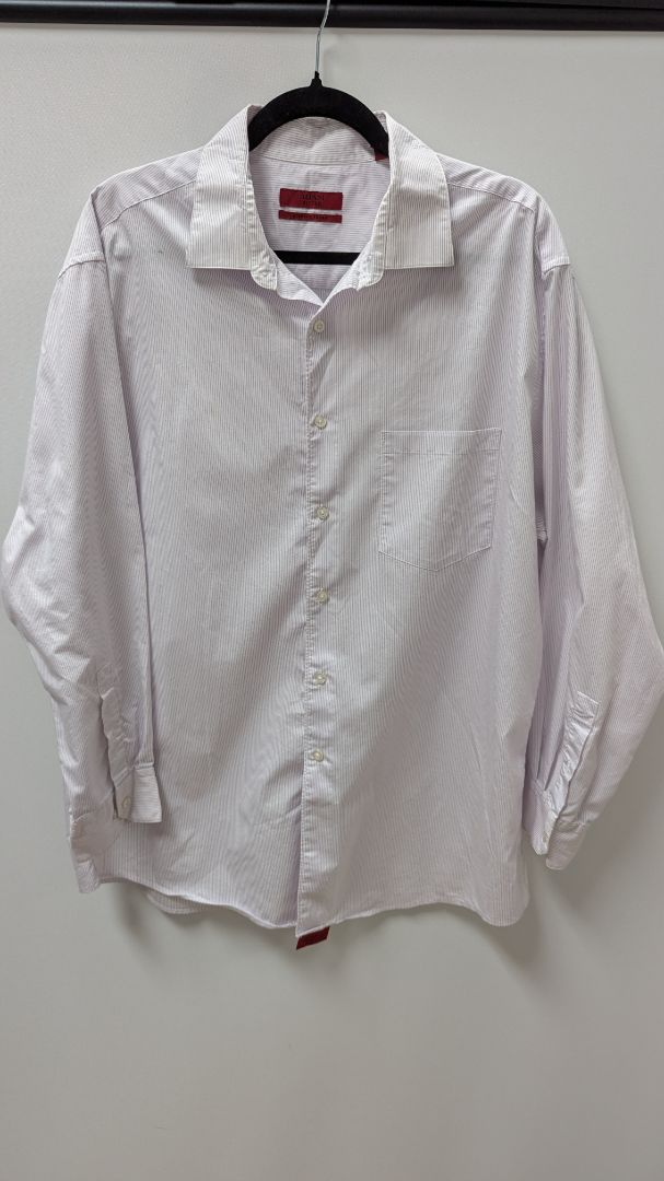 Alfani Men's Lavender/White Striped Fitted Stretch Fabric Shirt