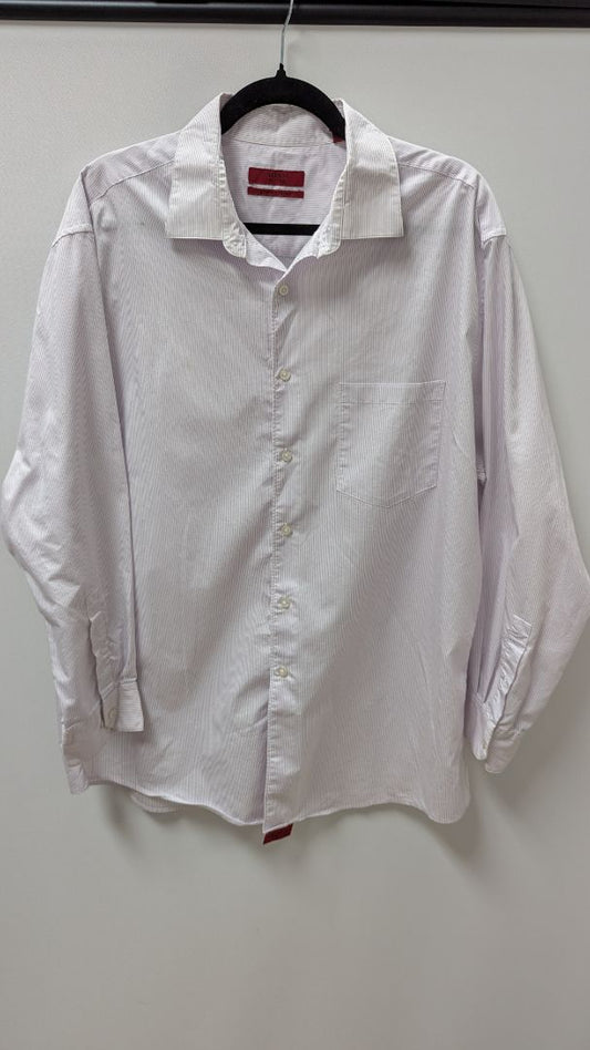 Alfani Men's Lavender/White Striped Fitted Stretch Fabric Shirt