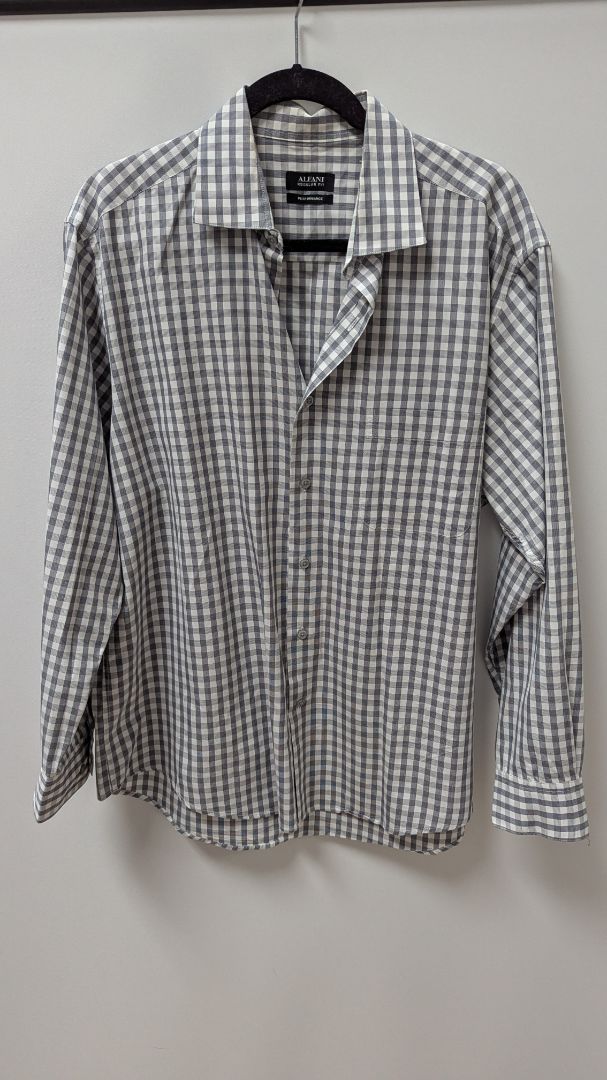 Alfani Performance Men's Grey/White Plaid Regular-Fit Shirt