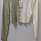 Cider Sage/Cream Split Colorblock Cropped Cardigan Sweater