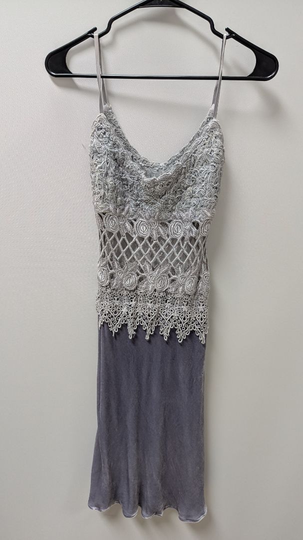Belinda's Designs Light Grey/Purple Lace Mini Dress