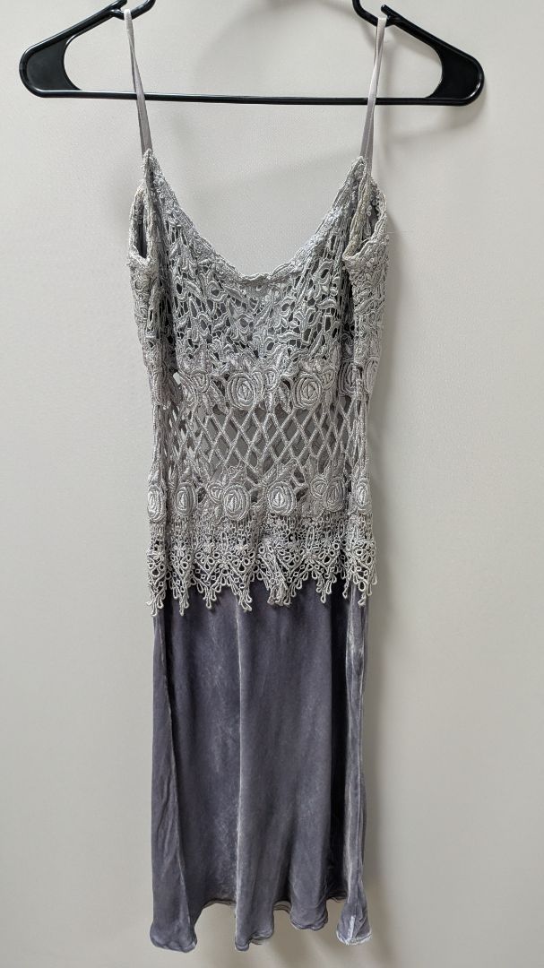 Belinda's Designs Light Grey/Purple Lace Mini Dress